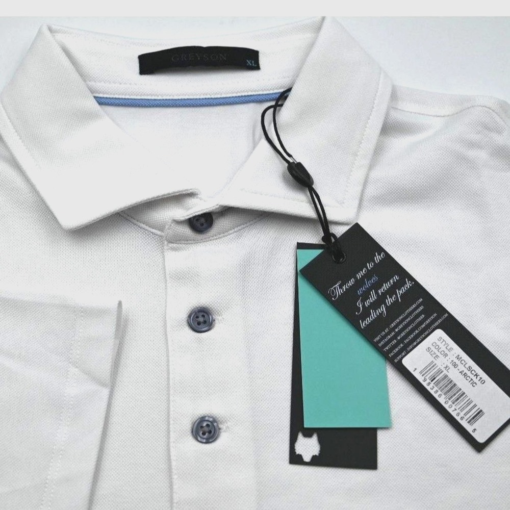 NWT Greyson Solid Snow White Cotton Blend Golf Polo Shirt Size XL